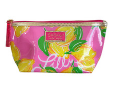 Lilly Pulitzer x Estee Lauder Cosmetic Makeup Bag Travel Case Pink  Lemons NEW