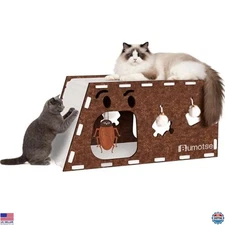 Cozy Cat Bed Cave - Soft Felt Tunnel Condo, Catnip, Washable, Scratch-Resistant