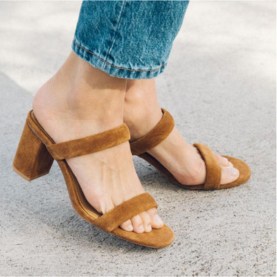 Soludos Brown Suede Mule Sandals SIZE 6 Chunky Heel Slides Work Comfort $140