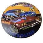 Vintage Chevron Gasoline Sign - Mopar Road Runner Racing Auto Gas Porcelain Sign
