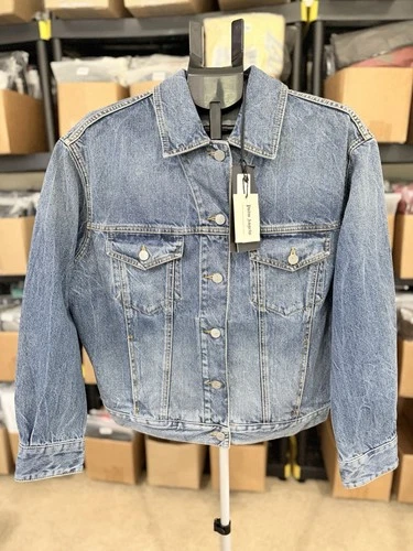 Palm Angels Palms Sunrise Denim Jacket Cobalt Blue XS Oversized NWT $1170 image 3