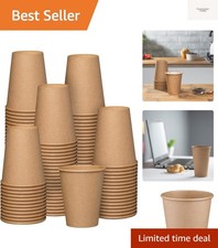 12 oz. - 100 Count Kraft Disposable Paper Cups, Hot Coffee Cups Brown Unbleac...
