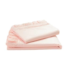 Simple&Opulence 100% Cotton Sheet Set Ruffle- 3Pcs (1 Flat Sheet 1 Fitted She...