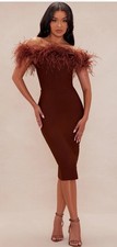Rosalia Bandage Midi Dress  Lg- Chocolate Brown Strapless Fashion Nova NWT