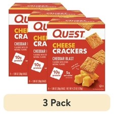  3 pack Quest Cheese Crackers, Cheddar Blast flavor, 10g of Protein,4 Ct