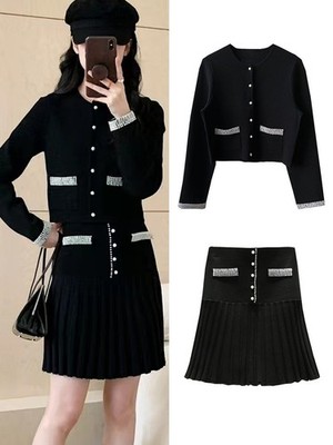  NEW AUTHENTIC Sandro Women Pearl Knit Vest Coat Jacket Pleated Skirt Tops SML