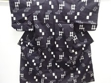 7748380: JAPANESE KIMONO / ANTIQUE HITOE KIMONO / COTTON / RYUKYU KASURI PATTERN