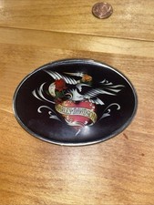 2008 Harley-Davidson Women's Belt Buckle Shiny Enamel Script Logo Rhinestones