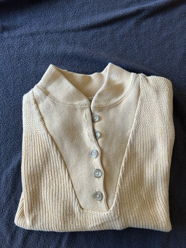 Vtg. 90's L.L. BEAN WOMEN’S  HENLEY SWEATER  Cotton M Gold Yellow MADE IN USA