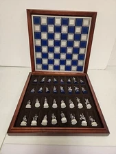 Vintage 1983 Franklin Mint Pewter & Brass Civil War Chess Set Beautiful
