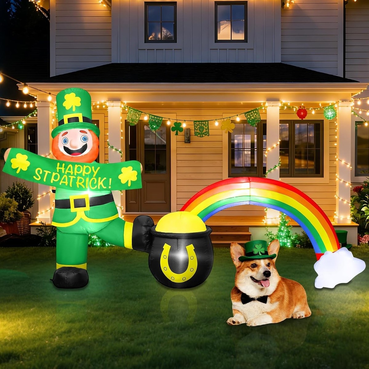 7FT Long St Patricks Day Inflatables Leprechaun Outdoor  display picture 1