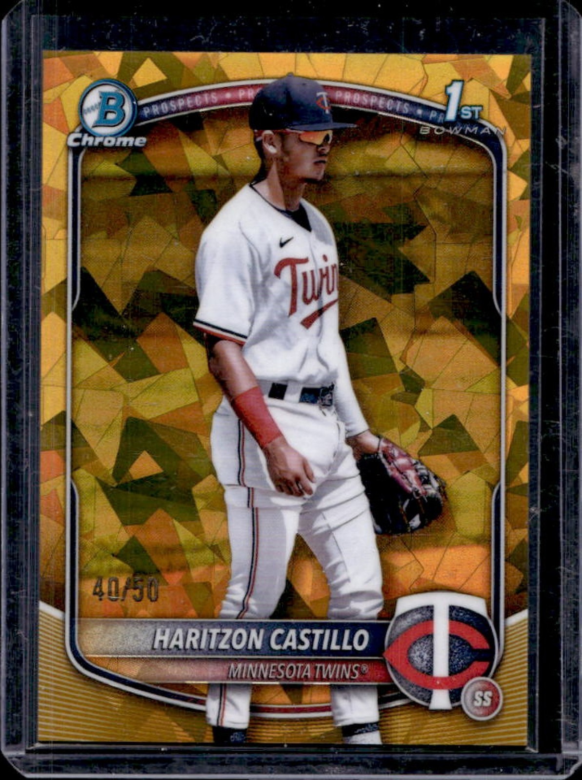 2025 Bowman Chrome Sapphire Haritzon Castillo Gold Refractor 1st #/50 Twins