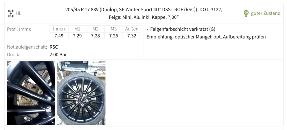 Komplettradsatz JCW Winterreifen Multi Spoke 505 Für F55 Mini Gebraucht - Bild 2 von 4