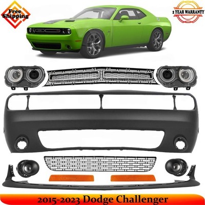 Front Bumper Cover Fascia Paintable & Grille Kit For 2015-2023 Dodge Challenger