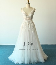Boho bodice lace wedding dress ivory champagne 32-60 straps n.measurement summer n.measurement