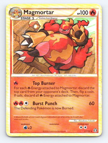 Magmortar 27/102 Rare HGSS Triumphant Pokemon Lightly Played