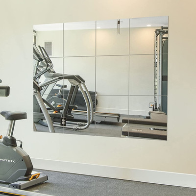 Ruomeng Home Gym Mirrors 12 Inch X 12Pcs Wall Mounted Mirror Glass Frameless Ful