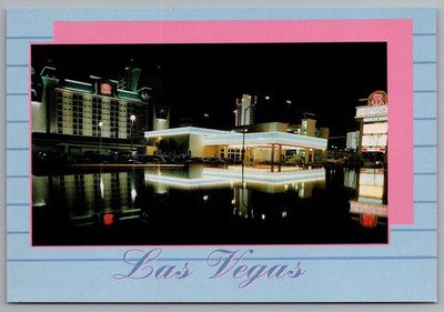 Las Vegas Hotel San Remo Pink Frame 1991 Night View Photochrome Postcard