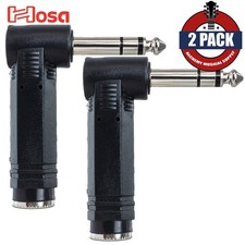 2-PACK Hosa GPP-273 1/4" TRS Female to 1/4" TRS Male Right Angle Adapter