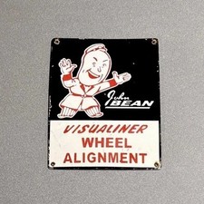 Vintage 12 John Bean Visualiner Alignment Porcelain Sign Car Gas Motorcycle