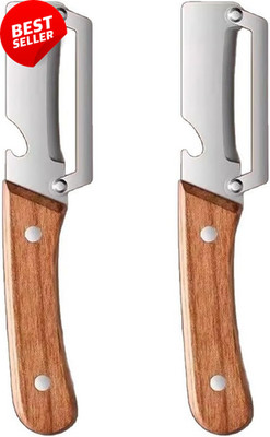2 Pack Vegetable Peeler 2-in-1 Bottle Opener Wooden Handle Stainless Steel