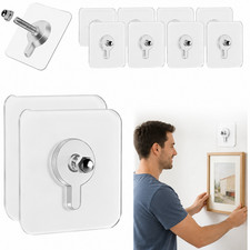 20Pcs Adhesive Wall Hooks Drill Free, Plastic Picture Hangers without Nails, Nai