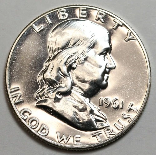 1961 50c Franklin Silver Half Dollar PROOF - RAW - Great Looking Coin