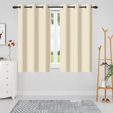 Renaiss Biscotti Beige Room Darkening Window Curtains Solid Color Energy Savi...