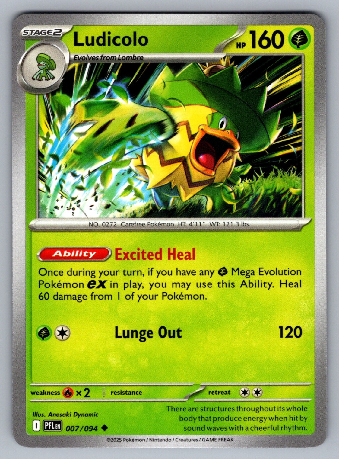 Pokémon TCG Ludicolo - Uncommon ME02: Phantasmal Flames 007/094 NM