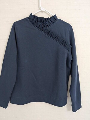 Soaked In Luxury Womens Medium Blue Ruffled Sweatshirt Cecily Sweat 