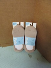 6 PAIR Womens Peds NUDE MID CUT CUSHION N0-SHOW Socks 8-12 EXTENDED U11