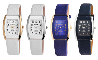 AKZENT Armbanduhr Damen Tonnneau Design gold silber schwarz blau Frauen Analog