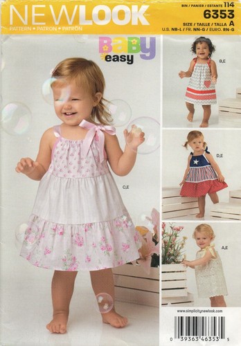 New Look Sewing Pattern 6353 EASY Baby Dresses & Pants Tiered NB to Lg New - Picture 1 of 9