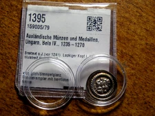 Uncirculated Hungray Bela IV  (1235-1270) Silver Bracteate Denar Hussar 200 F2