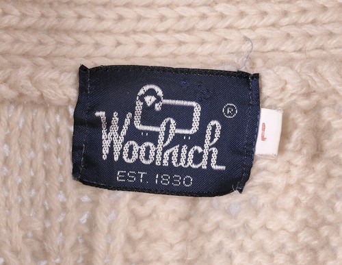 De Colección Woolrich Sólido Crema Grueso Cable Tejido Lana SHAWL Cárdigan Suéter L - Imagen 6 de 6