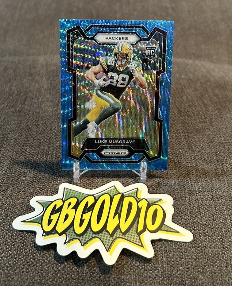 2023 Prizm Football Luke Musgrave Rookie RC Blue Wave /199 SP Card #337 Packers