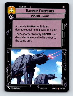 Maximum Firepower Imperial Tactic Event Card Aggression Villainy 4 Cost