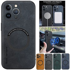 For iPhone 11 12 13 14 15 16 Pro Max Magnetic Leather Case Mag-Safe TPU Cover
