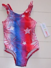 Girls Dot & Zazz 1 Pc RWB Fireworks Star July 4th Patriotic Lined Swimsuit 14