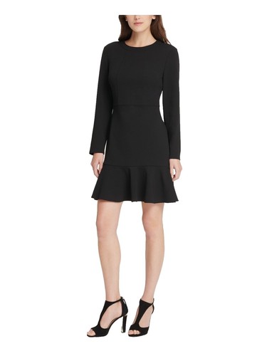 DKNY Women's Studded Mixed-Media Fit & Flare Dress - Black - Size 6