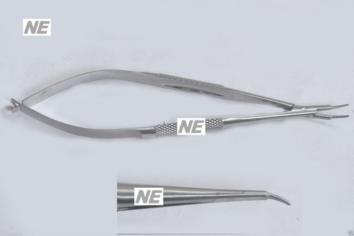SS Baroque Needle Holder Curved Surgical Eye Needle holder Ophthalmic Forceps - Picture 15 of 21
