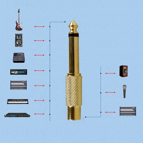 2Pcs 1/4" 6.35mm Mono Male Jack to-RCA Female Plug Audio Adapter Cable Converter - Picture 7 of 10