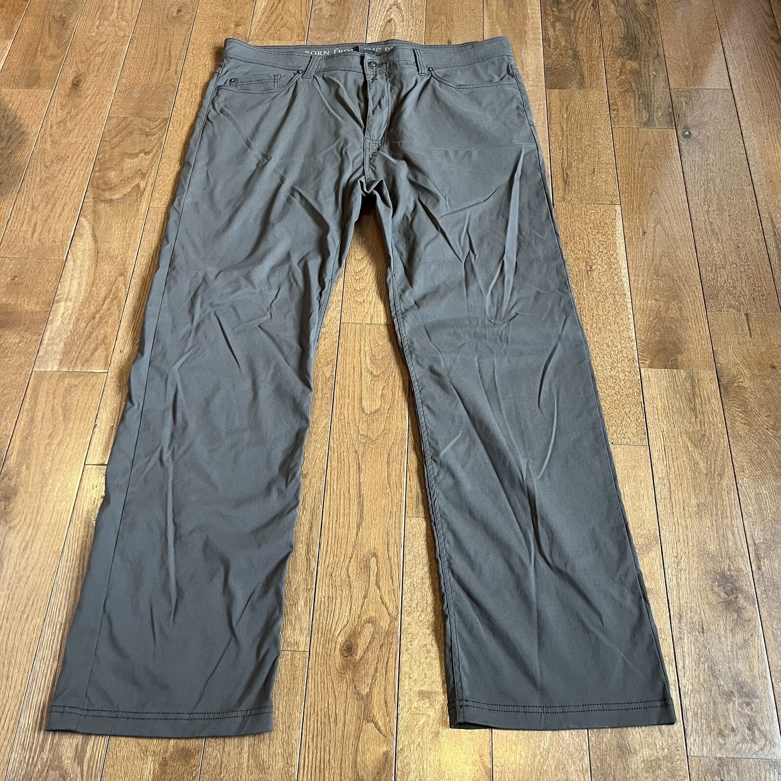 Mens PRANA Brion Pants Brown Slim Fit Nylon Stretch s… Gem