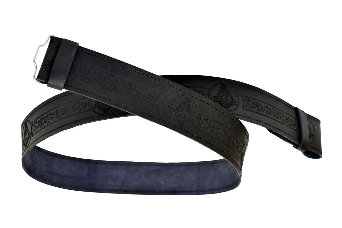 Leather Kilt Belt With Celtic Embossing - Adjustable Velcro Sizing, 2.25" Width