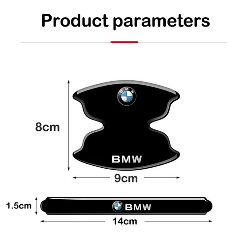 Película protectora adhesiva contra arañazos tazón manija puerta coche negro 8 piezas para BMW nueva - Imagen 5 de 7