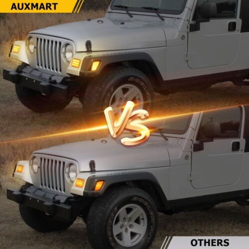 Smoked Lens Bumper Amber LED led Side Marker Lights For 97-06 Jeep Wrangler TJ - Picture 9 of 12