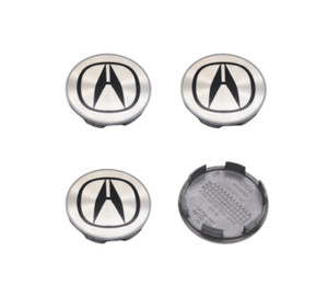 4PCS Acura 69MM Wheel Rim Center Hub Caps Cover Silver & Black Logo Emblem Badge