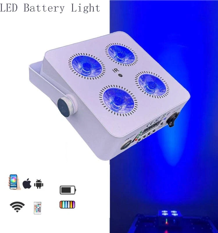 4Led Mini Rechargeable Par Light RGBWAUV Battery DMX Wireless IR4 DJ Party Light - Image 2 of 4