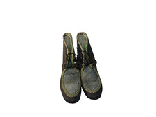 Embroidered Moccasin Boots Womens Sz 7 Brown Faux Shearling Lined USA BOOTS