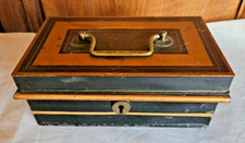 ANCIEN COFFRE FORT 3 COMPARTIMENT A MONNAIE DE MARCHAND AMBULANT  TOLE PEINTE